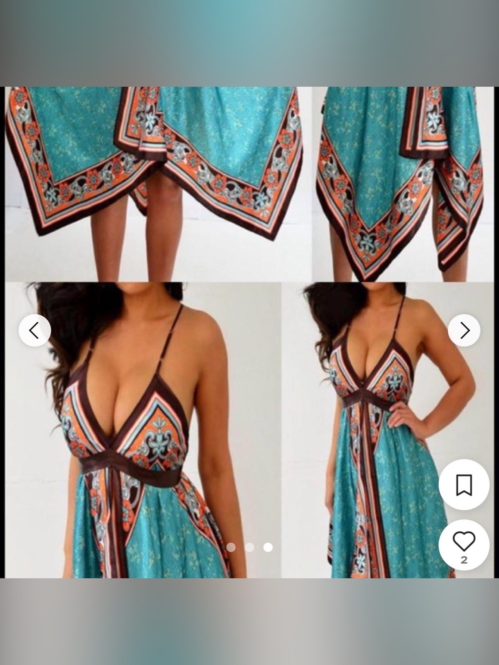 Sleeveless Teal Boho V-Neck Summer Dress